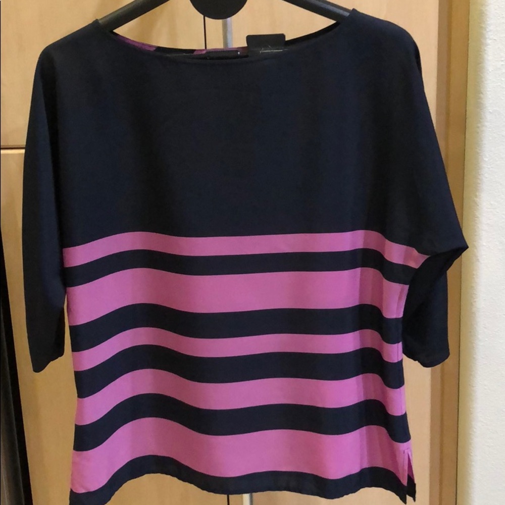 Loft Navy/Pink Stripe Blouse/Top
